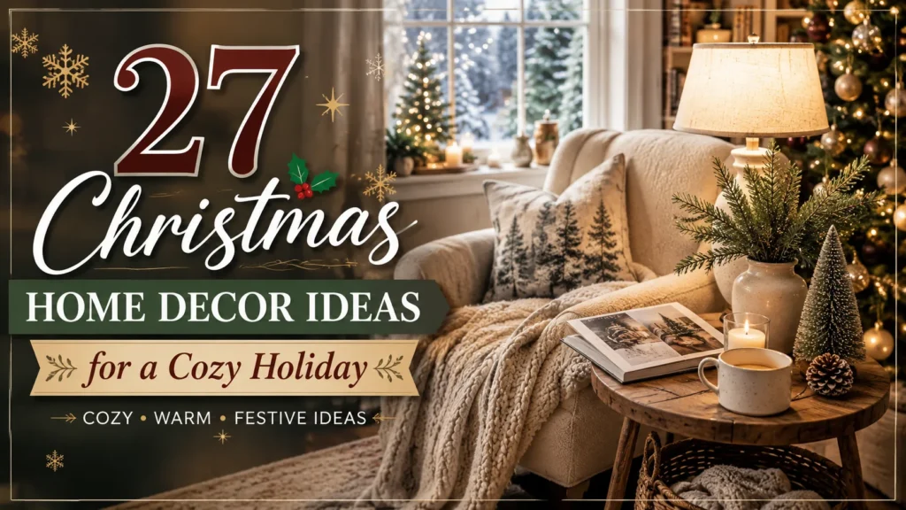 27 Christmas home decor ideas featuring a cozy holiday reading nook