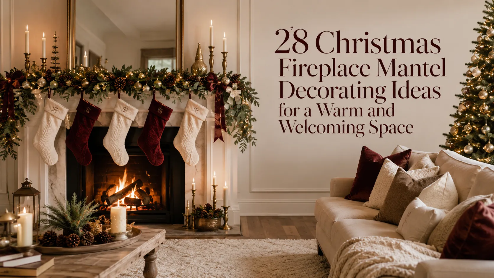 28 Christmas Fireplace Mantel Decorating Ideas for a Warm and Welcoming Space