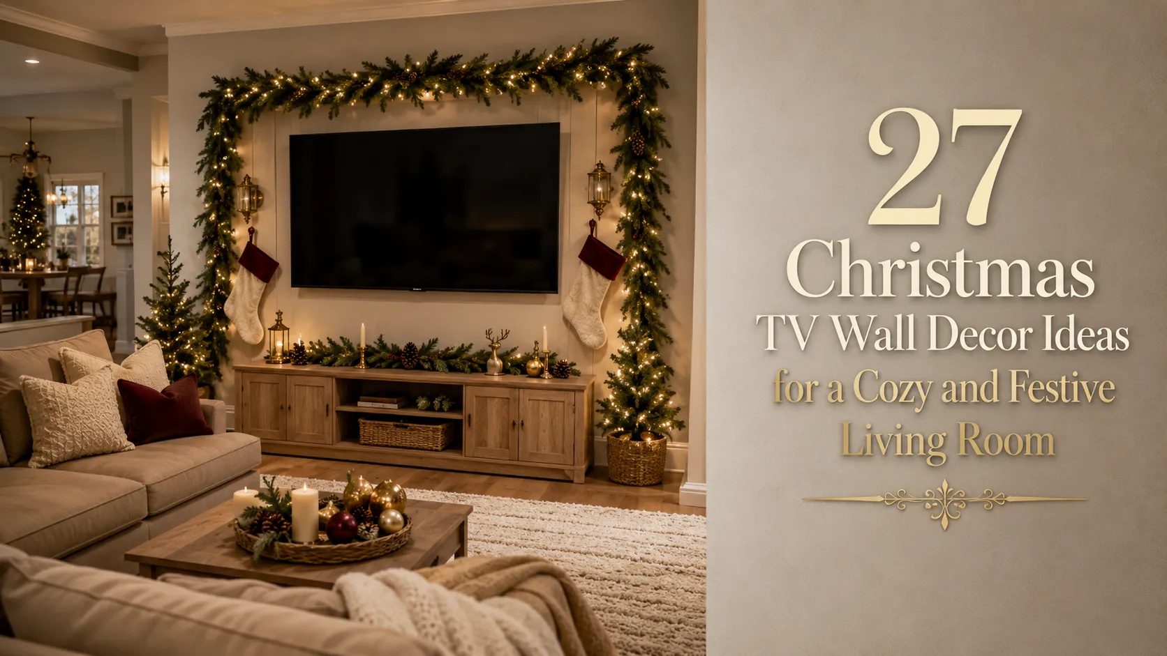 27 Christmas TV Wall Decor Ideas for a Cozy and Festive Living Room