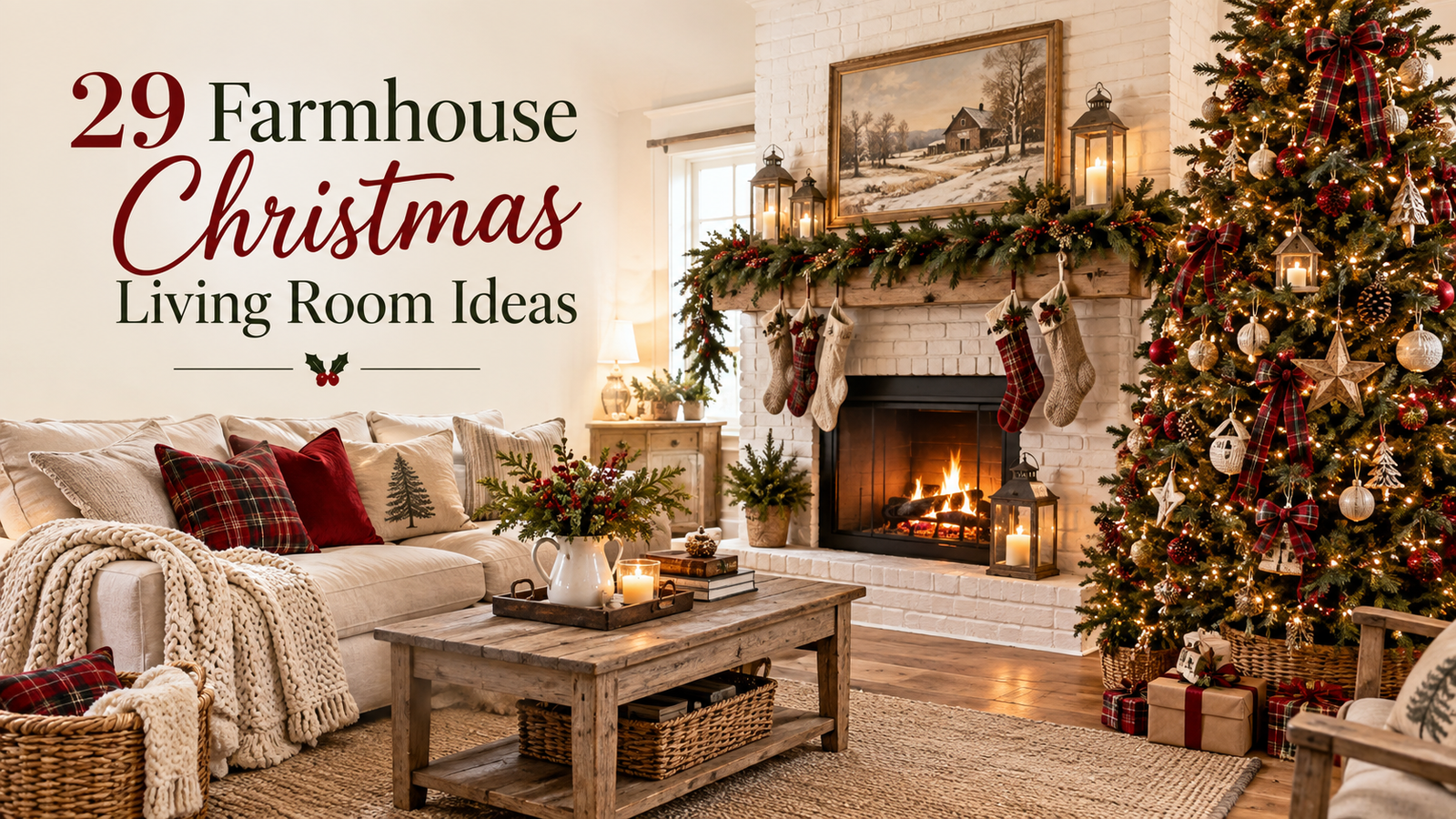 29 Farmhouse Christmas Living Room Ideas